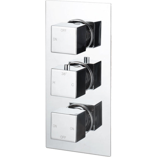Ruby Hazel Thermostatic Three Outlet Triple Shower Valve - Chrome - RUBY105846 - Bathroom Shack