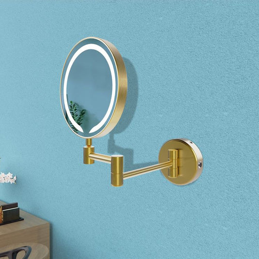Ruby Josie Round LED Cosmetic Mirror - Brushed Brass - RUBY107589 - Bathroom Shack