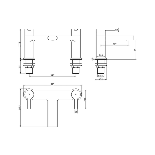 Ruby King Bath Filler - Matt Black - RUBY108096 - Bathroom Shack