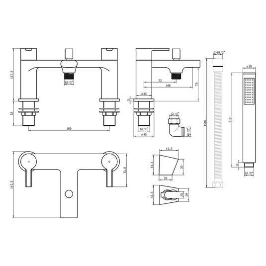Ruby King Bath/Shower Mixer - Chrome - RUBY108093 - Bathroom Shack