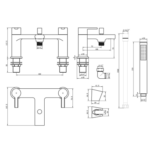 Ruby King Bath/Shower Mixer - Matt Black - RUBY108097 - Bathroom Shack