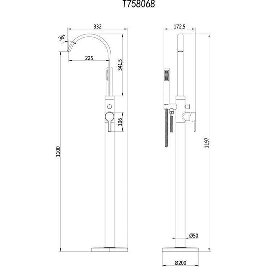 Ruby King Floor Standing Bath/Shower Mixer - Chrome - RUBY108094 - Bathroom Shack