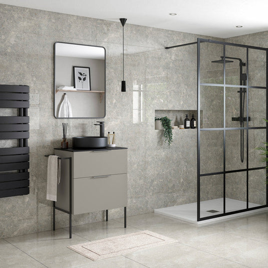 Ruby Kobe Optional Frame with Integrated Towel Rail - Matt Black - RUBY104079 - Bathroom Shack