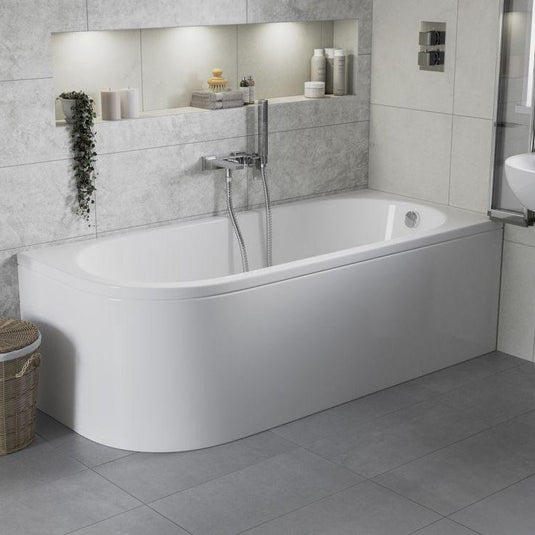 Ruby Levi J Shape 1500x725x600mm 0TH Bath w/Legs (LH) - RUBY105665 - Bathroom Shack