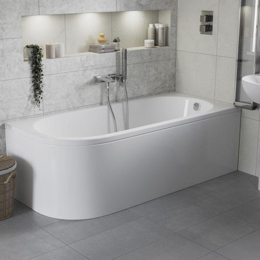 Ruby Levi J Shape 1500x725x600mm 0TH Bath w/Legs (RH) - RUBY105666 - Bathroom Shack
