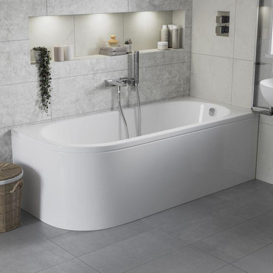 Ruby Levi J Shape 1700x725x600mm 0TH Bath w/Legs (LH) - RUBY105663 - Bathroom Shack