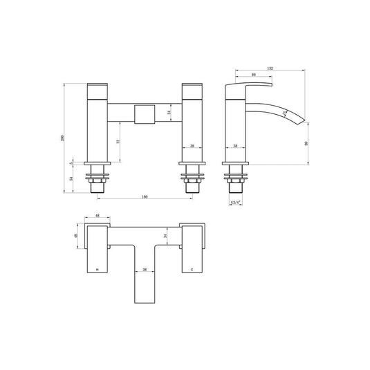 Ruby Max Bath Filler - Chrome - RUBY105689 - Bathroom Shack