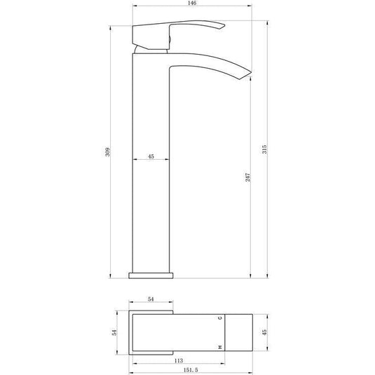 Ruby Max Tall Basin Mixer - Chrome - RUBY105688 - Bathroom Shack