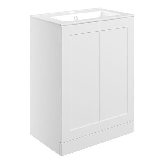 Ruby Mocha 615mm Floor Standing 2 Door Basin Unit & Basin - Matt White - RUBY108514 - Bathroom Shack