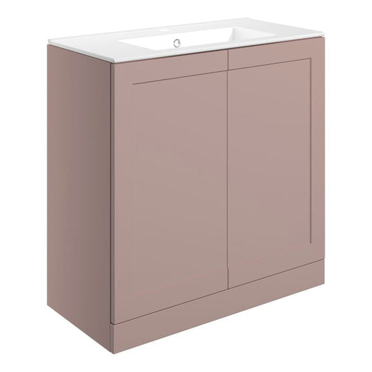 Ruby Mocha 815mm Floor Standing 2 Door Basin Unit & Basin - Matt Peony - RUBY108519 - Bathroom Shack