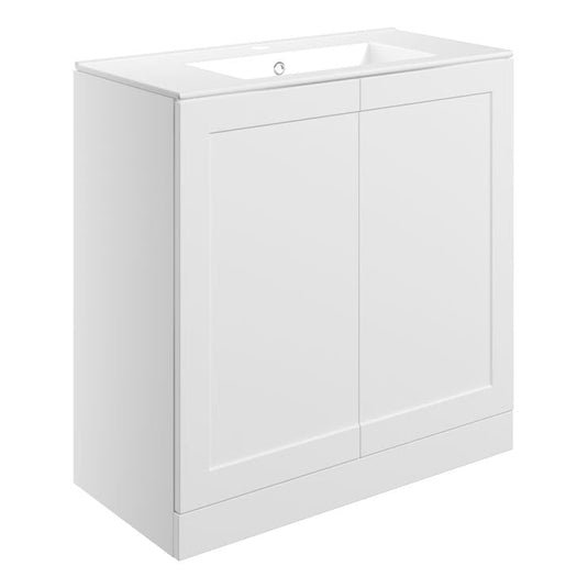 Ruby Mocha 815mm Floor Standing 2 Door Basin Unit & Basin - Matt White - RUBY108520 - Bathroom Shack