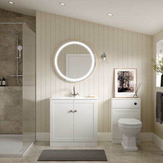 Ruby Mocha 815mm Floor Standing 2 Door Basin Unit & Basin - Matt White - RUBY108520 - Bathroom Shack