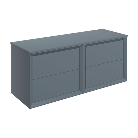 Ruby Oscar 1200mm Wall Hung 4 Drawer Basin Unit Run & Top - Matt Storm Blue - RUBY108477 - Bathroom Shack