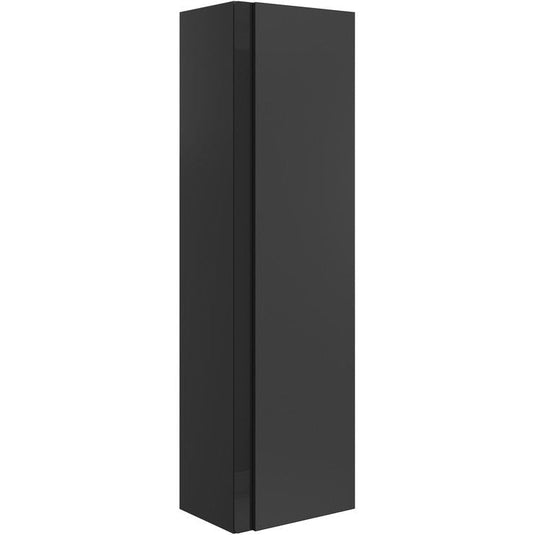 Ruby Paisley 350mm Wall Hung 1 Door Tall Unit - Matt Black & Glass - RUBY106878 - Bathroom Shack