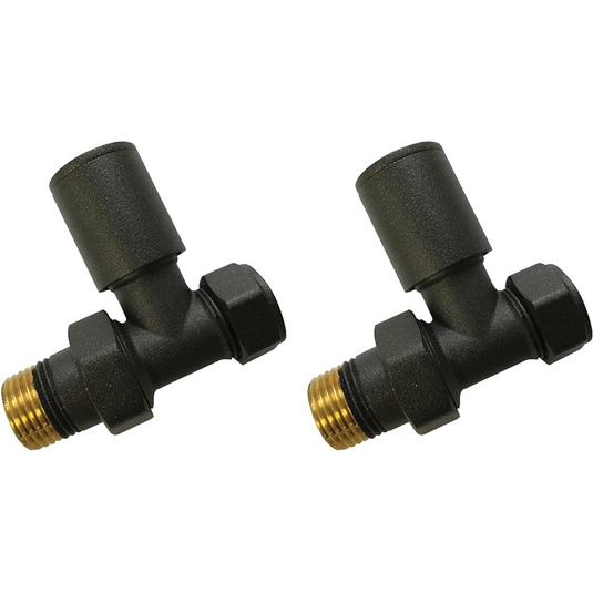 Ruby Patterned Anthracite Radiator Valves - Straight - RUBY103015 - Bathroom Shack