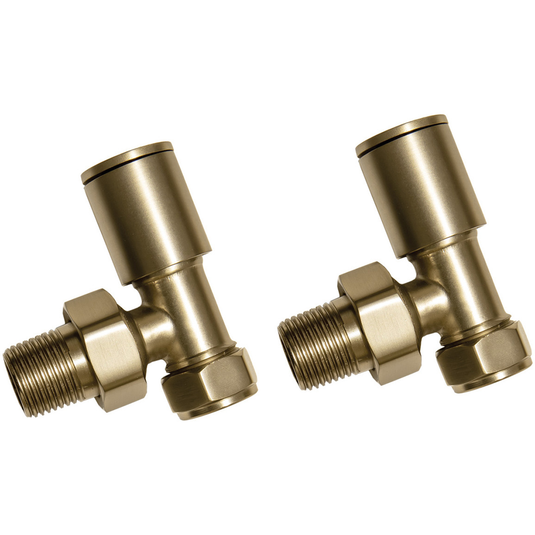 Ruby Patterned Brushed Brass Radiator Valves - Angled - RUBY107160 - Bathroom Shack