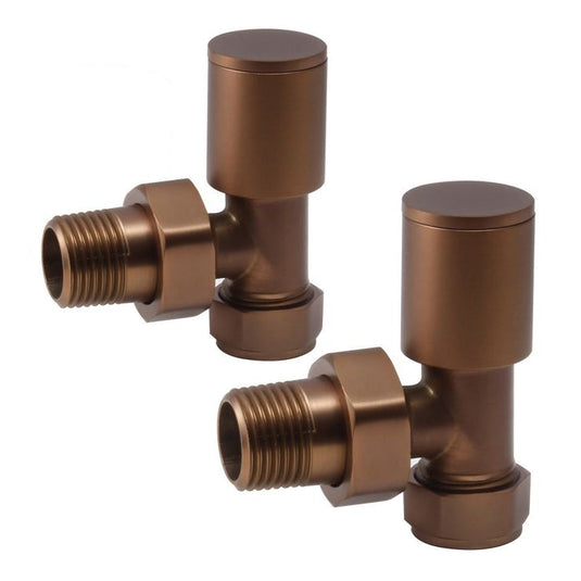 Ruby Patterned Brushed Bronze Radiator Valves - Angled - RUBY108855 - Bathroom Shack