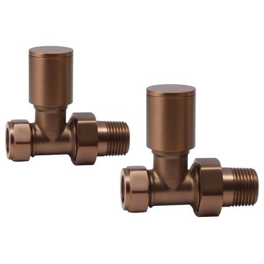 Ruby Patterned Brushed Bronze Radiator Valves - Straight - RUBY108856 - Bathroom Shack