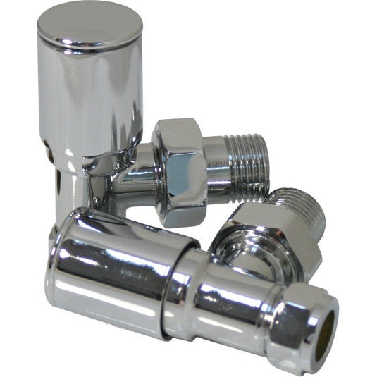 Ruby Patterned Chrome Radiator Valves - Angled - RUBY103011 - Bathroom Shack