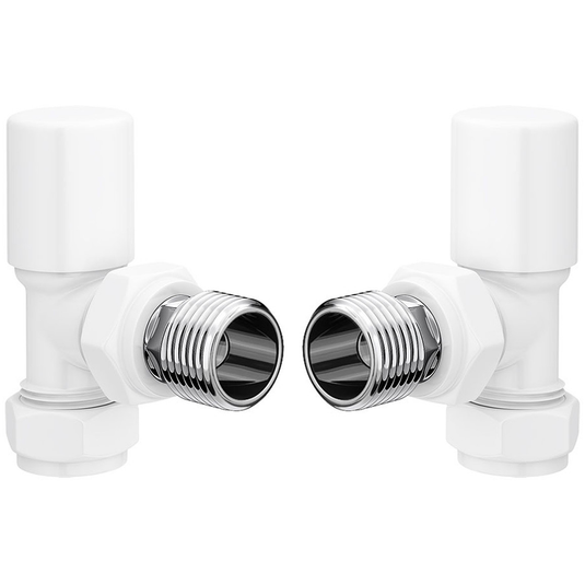 Ruby Patterned White Radiator Valves - Angled - RUBY104988 - Bathroom Shack