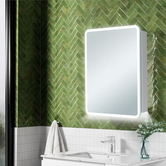 Ruby Pearl 500mm 1 Door LED Mirrored Cabinet - RUBY107585 - Bathroom Shack