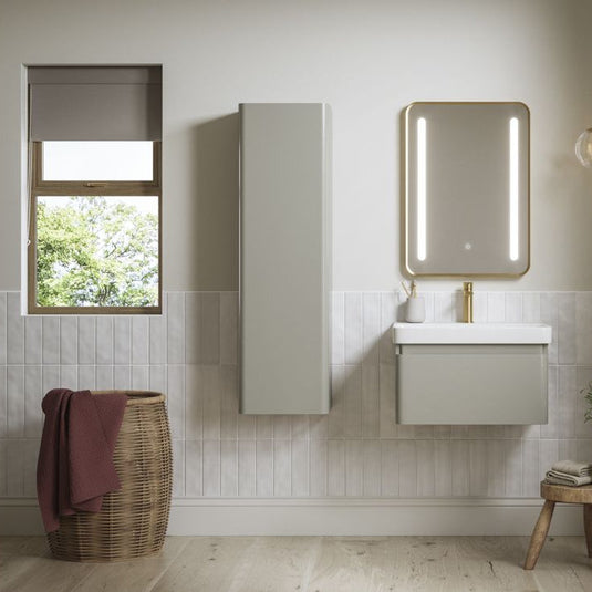 Ruby Penny 350mm Wall Hung 1 Door Tall Unit - Matt Latte - RUBY108925 - Bathroom Shack