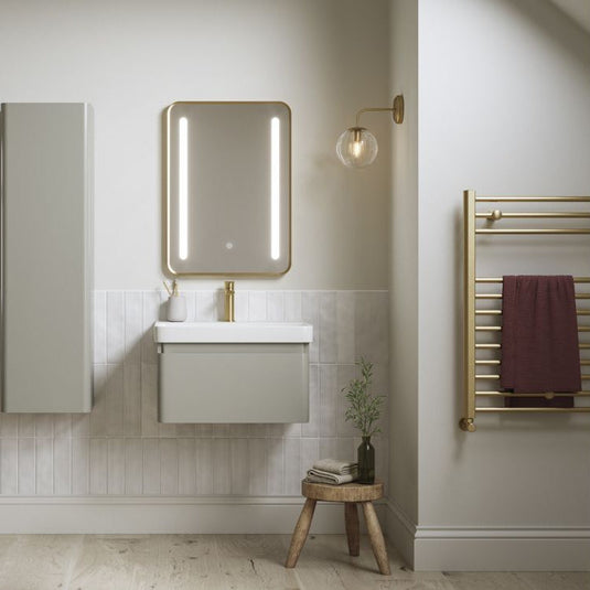 Ruby Penny 500mm Wall Hung 1 Drawer Basin Unit & Basin - Matt Latte - RUBY108930 - Bathroom Shack