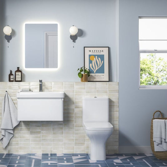Ruby Penny 605mm Wall Hung 1 Drawer Basin Unit & Basin - Matt White - RUBY108928 - Bathroom Shack