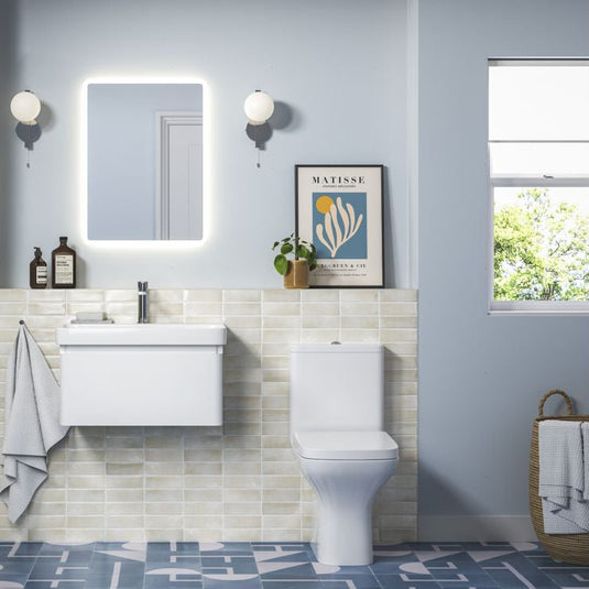 Ruby Penny 805mm Wall Hung 1 Drawer Basin Unit & Basin - Matt White - RUBY108929 - Bathroom Shack