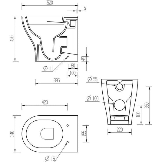 Ruby Piper Rimless Back To Wall WC & Soft Close Seat - RUBY106141 - Bathroom Shack