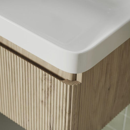Ruby Princess 805mm Wall Hung 1 Drawer Basin Unit & Basin - Textured Oak - RUBY108923 - Bathroom Shack