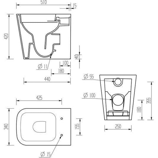 Ruby Roo Rimless Back To Wall Short Projection WC & Soft Close Seat - RUBY106148 - Bathroom Shack