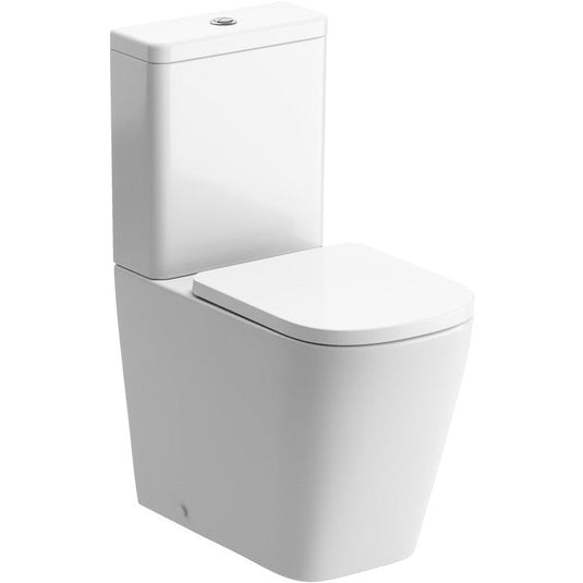 Ruby Roo Rimless Close Coupled Fully Shrouded Comfort Height WC & Soft Close Seat - RUBY1889 - Bathroom Shack