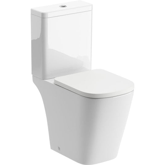 Ruby Roo Rimless Close Coupled Open Back Comfort Height WC & Soft Close Seat - RUBY106145 - Bathroom Shack