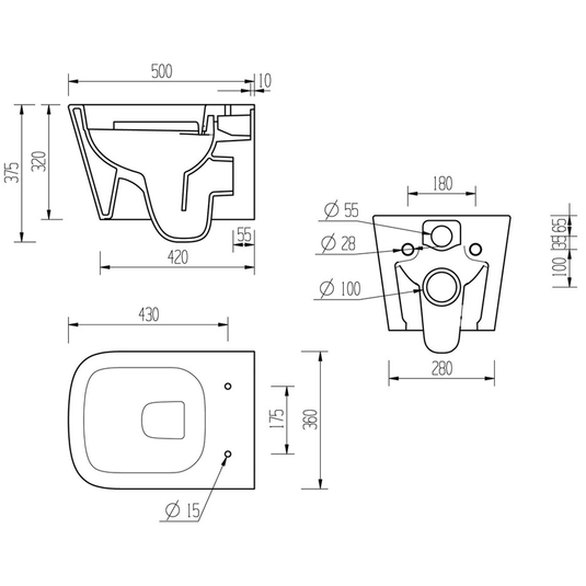 Ruby Roo Rimless Wall Hung WC & Soft Close Seat - RUBY1890 - Bathroom Shack