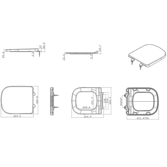 Ruby Roo Square Soft Close Toilet Seat - White - RUBY107409 - Bathroom Shack