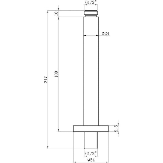 Ruby Round Ceiling Arm 180mm - Chrome - RUBY105871 - Bathroom Shack