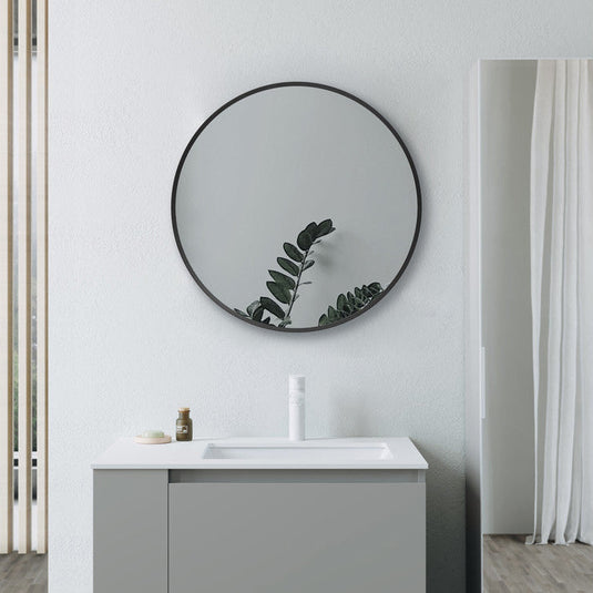Ruby Sadie 600mm Round Mirror - Matt Black - RUBY106263 - Bathroom Shack