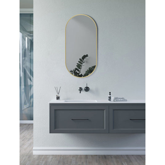 Ruby Sadie 800x400mm Oblong Mirror - Brushed Brass - RUBY106265 - Bathroom Shack