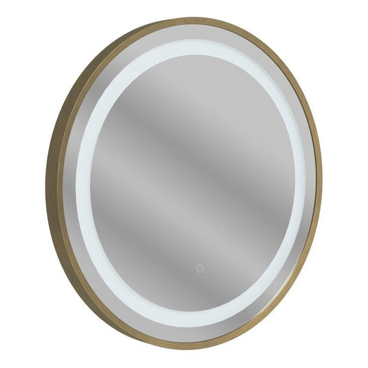 Ruby Shelby 600mm Round Front-Lit LED Mirror - Brushed Bronze - RUBY109001 - Bathroom Shack