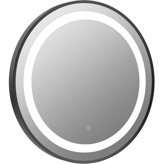 Ruby Shelby 600mm Round Front-Lit LED Mirror - Matt Black - RUBY106252 - Bathroom Shack