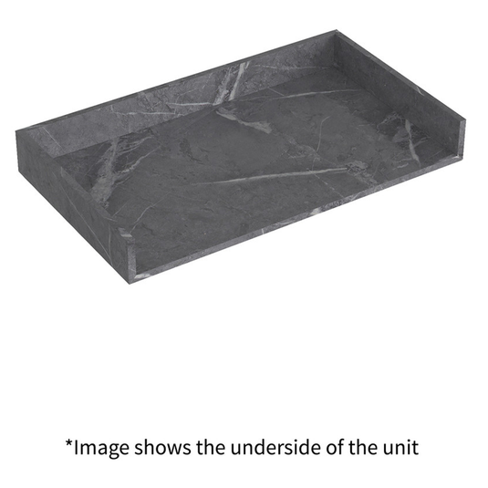 Ruby Smokey 600mm Wall Hung Grey Marble Basin Shelf & Brushed Bronze Bottle Trap - RUBY108908 - Bathroom Shack