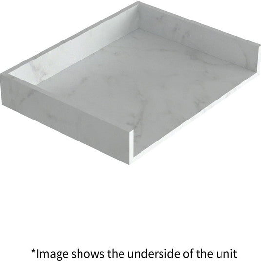 Ruby Smokey 600mm Wall Hung White Marble Basin Shelf & Brushed Brass Bottle Trap - RUBY106959 - Bathroom Shack