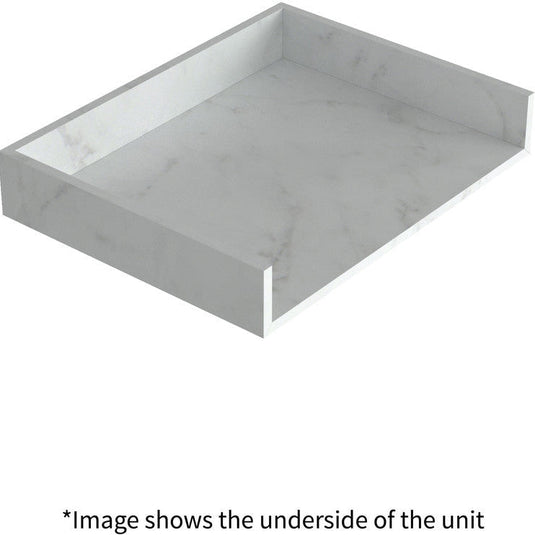 Ruby Smokey 600mm Wall Hung White Marble Basin Shelf & Brushed Bronze Bottle Trap - RUBY108910 - Bathroom Shack