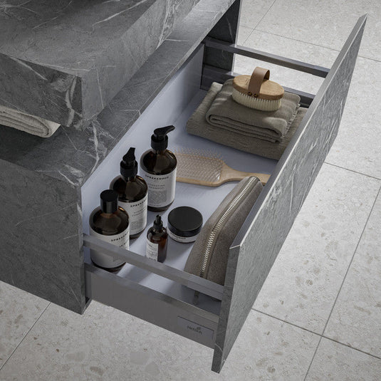Ruby Smokey 800mm Wall Hung Basin Shelf - Grey Marble - RUBY106955 - Bathroom Shack