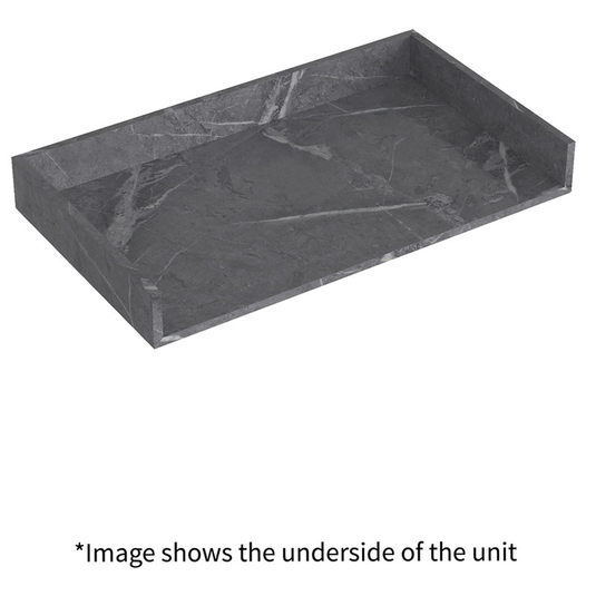 Ruby Smokey 800mm Wall Hung Grey Marble Basin Shelf & Brushed Bronze Bottle Trap - RUBY108909 - Bathroom Shack