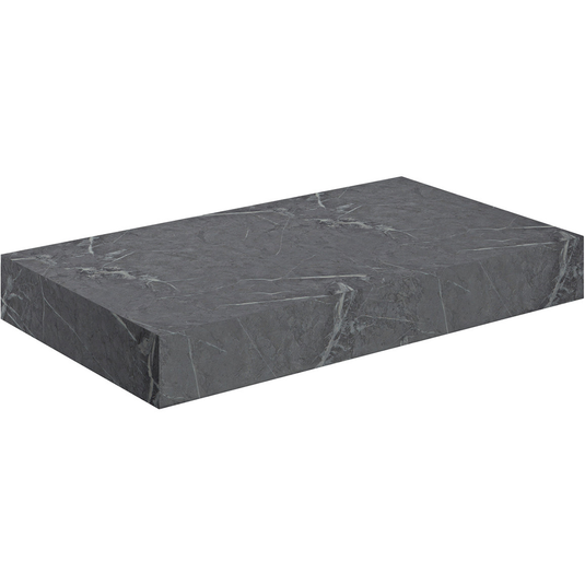 Ruby Smokey 800mm Wall Hung Grey Marble Basin Shelf & Brushed Bronze Bottle Trap - RUBY108909 - Bathroom Shack