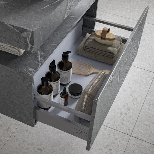 Ruby Smokey 800mm Wall Hung Storage Drawer - Grey Marble - RUBY106952 - Bathroom Shack