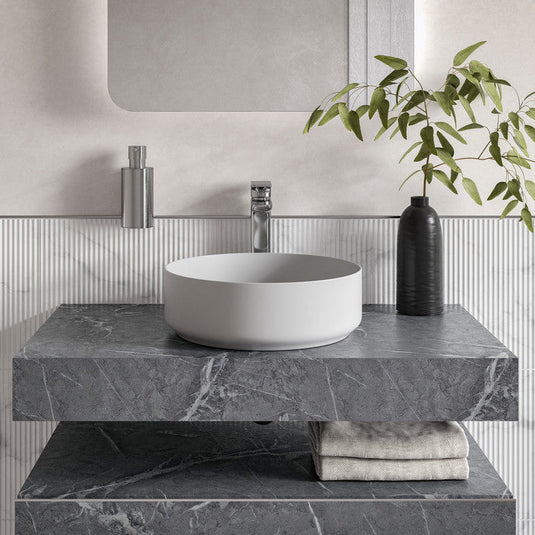 Ruby Smokey 800mm Wall Hung Storage Drawer - Grey Marble - RUBY106952 - Bathroom Shack