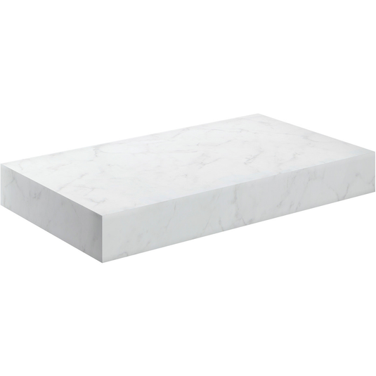 Ruby Smokey 600mm Wall Hung White Marble Basin Shelf & Brushed Bronze Bottle Trap - RUBY108910 - Bathroom Shack